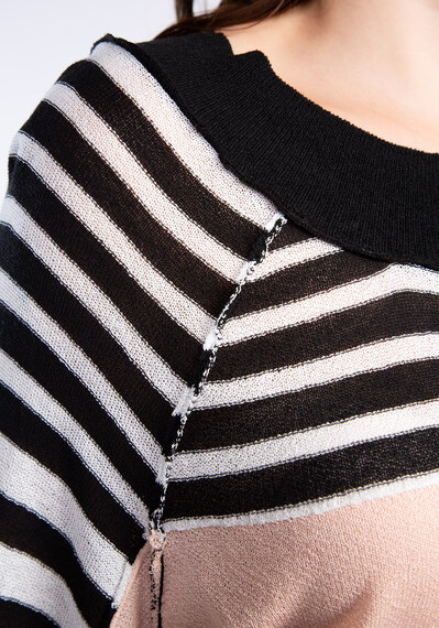 striped exposed seam popover sweater Image 5