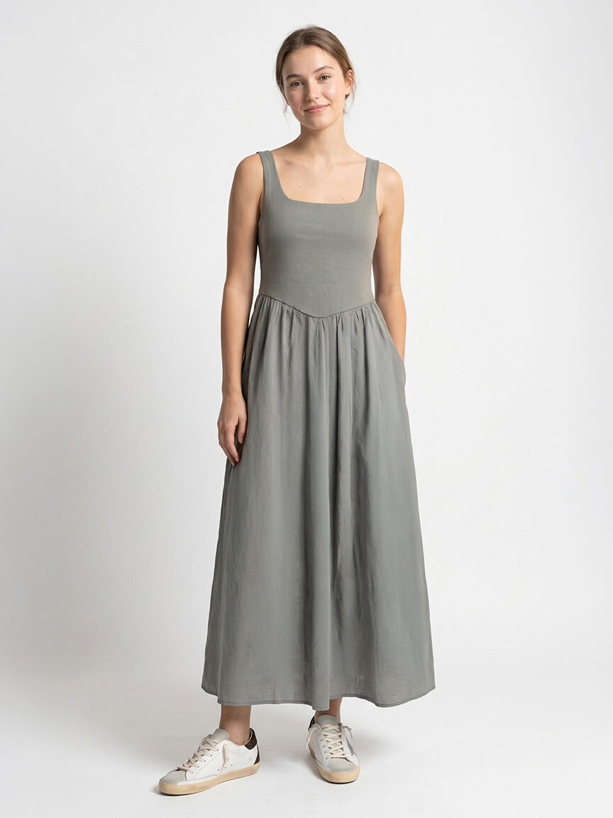 jersey voile maxi dress