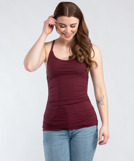 scoop neck ruched side tank ally Image 1