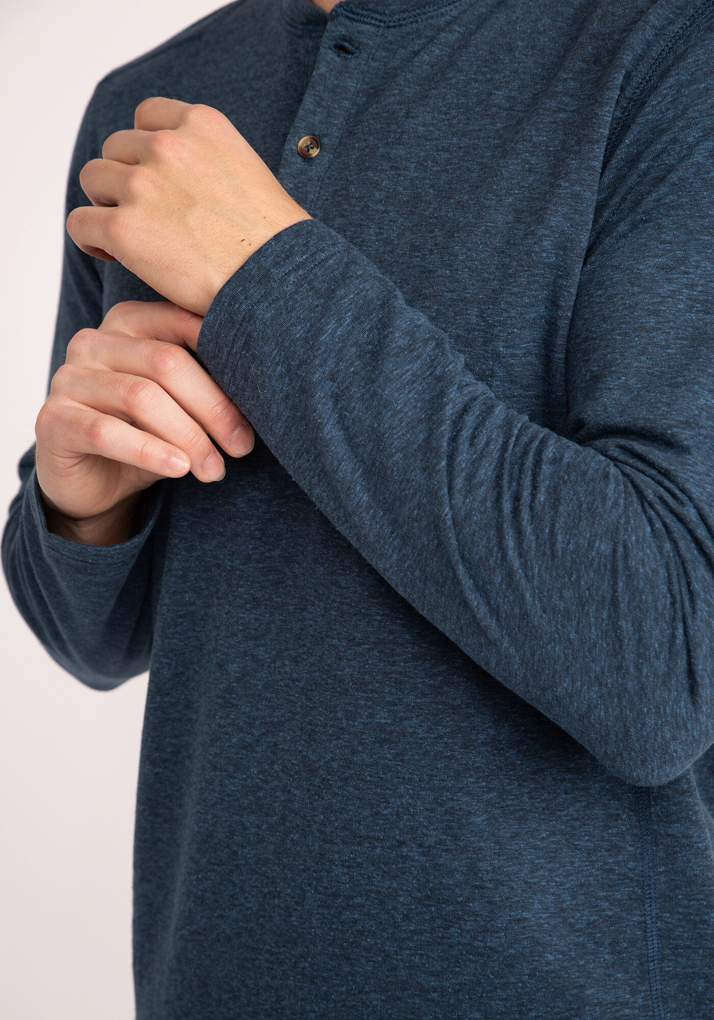 brushed long sleeve henley shirt Image 5