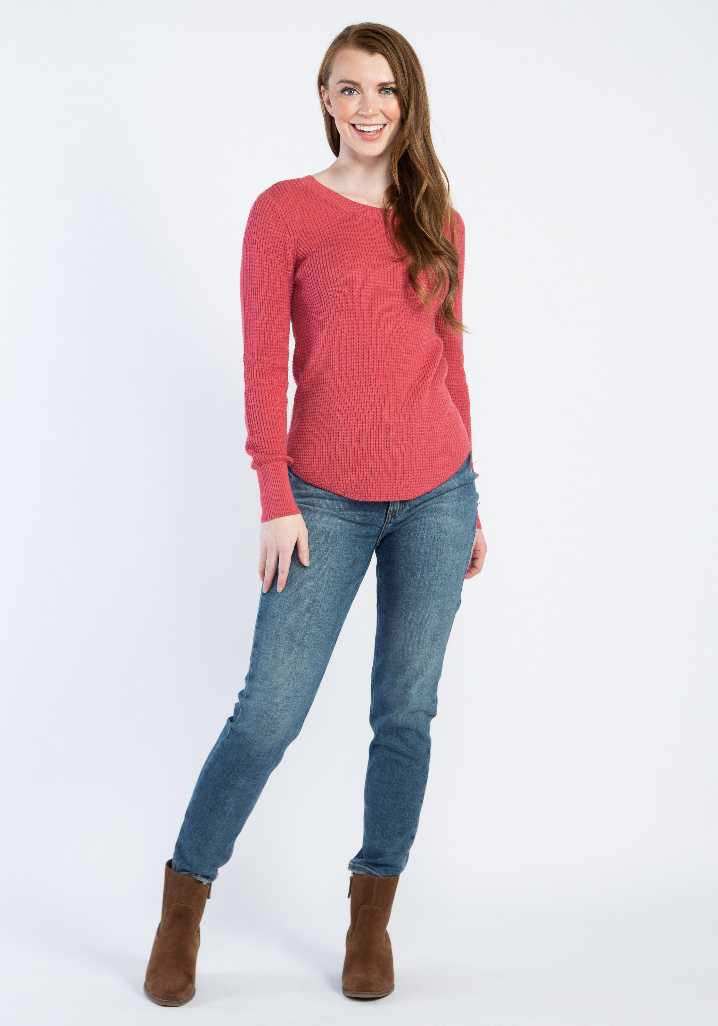 maria waffle crew neck sweater Image 3