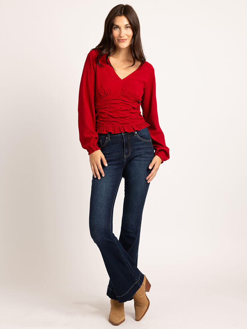 nina v-neck ruched front blouse Image 3