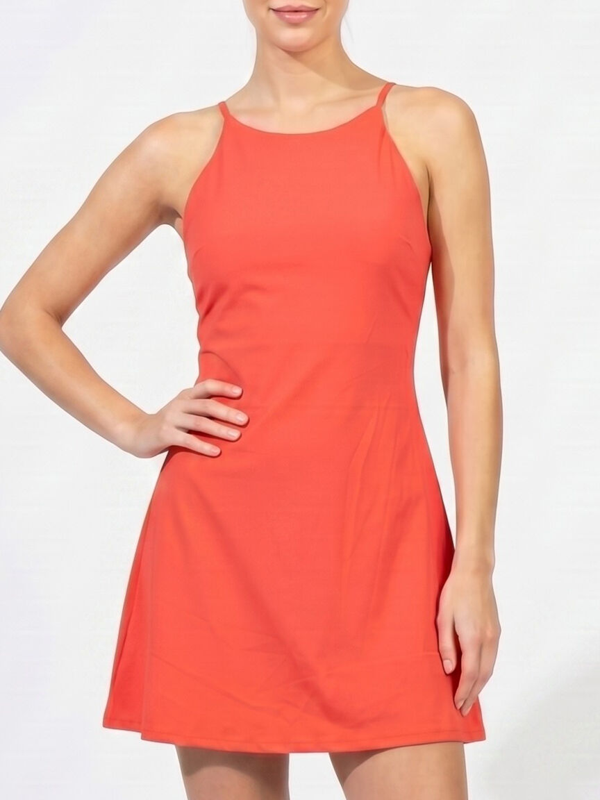 high neck short dress