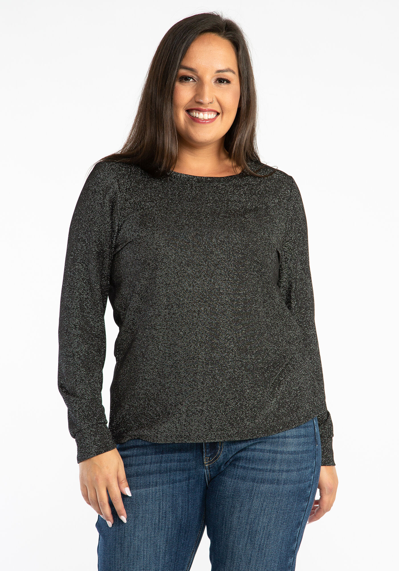 raya open back sparkle long sleeve tee Image 1