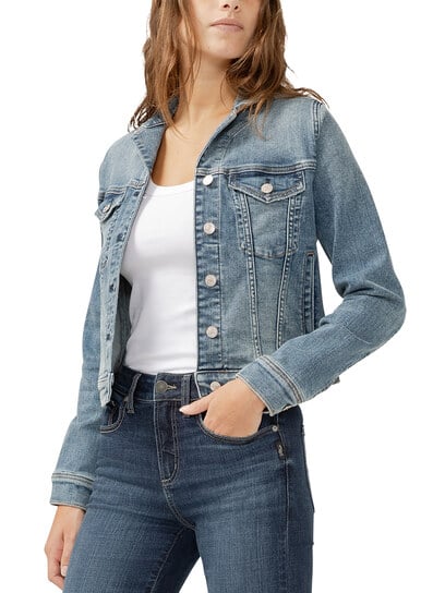 Notched Crop Jean Jacket Notched Crop Jean Jacket