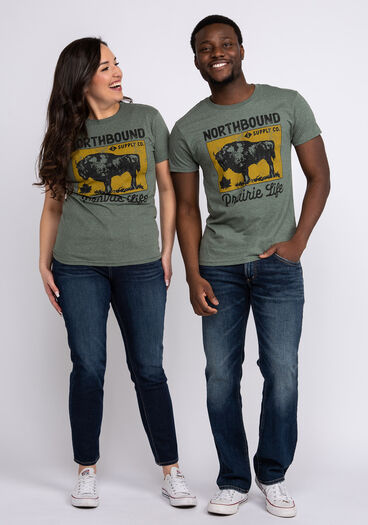prairie bison t-shirt, Military Green