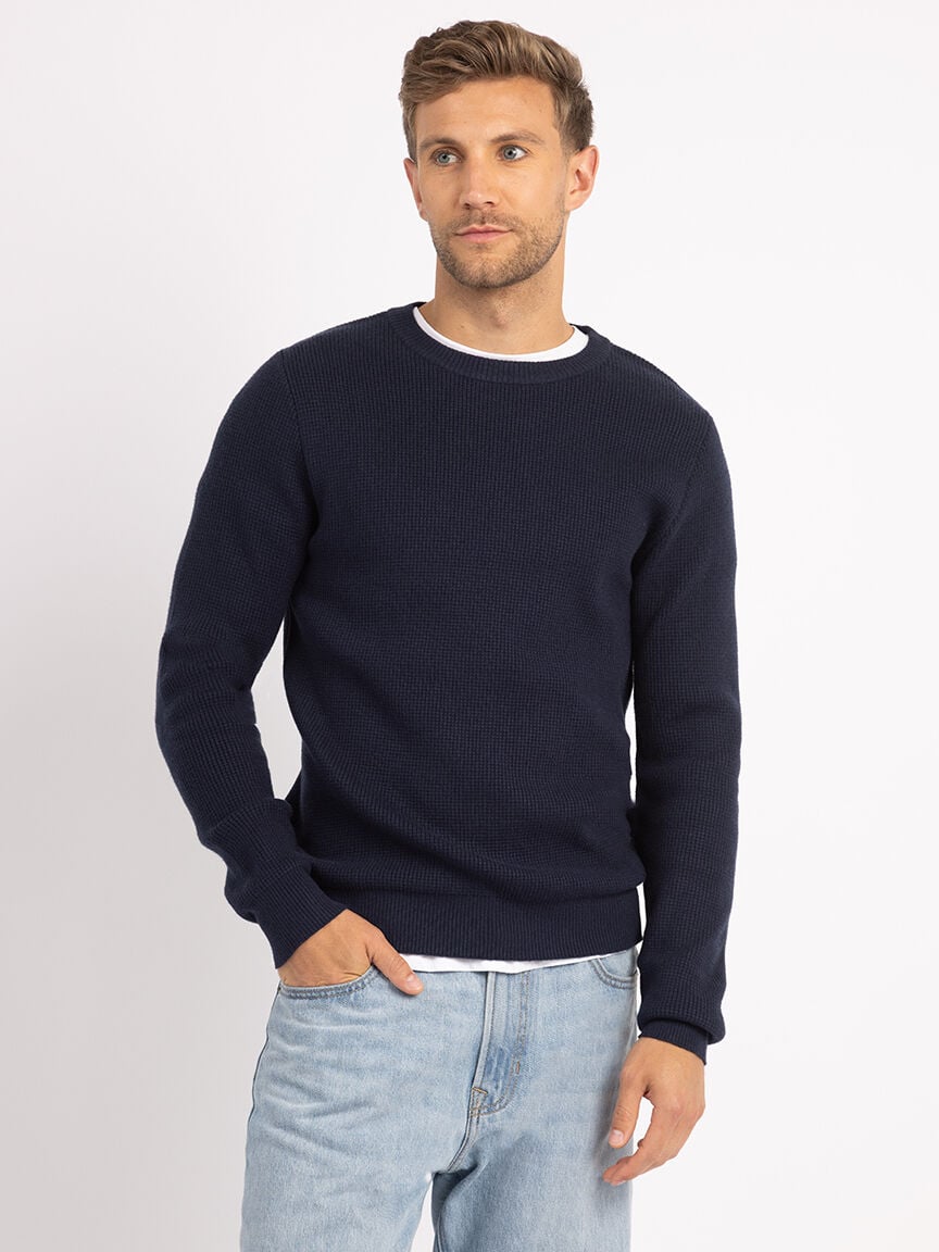 austin waffle stitch crewneck, Green