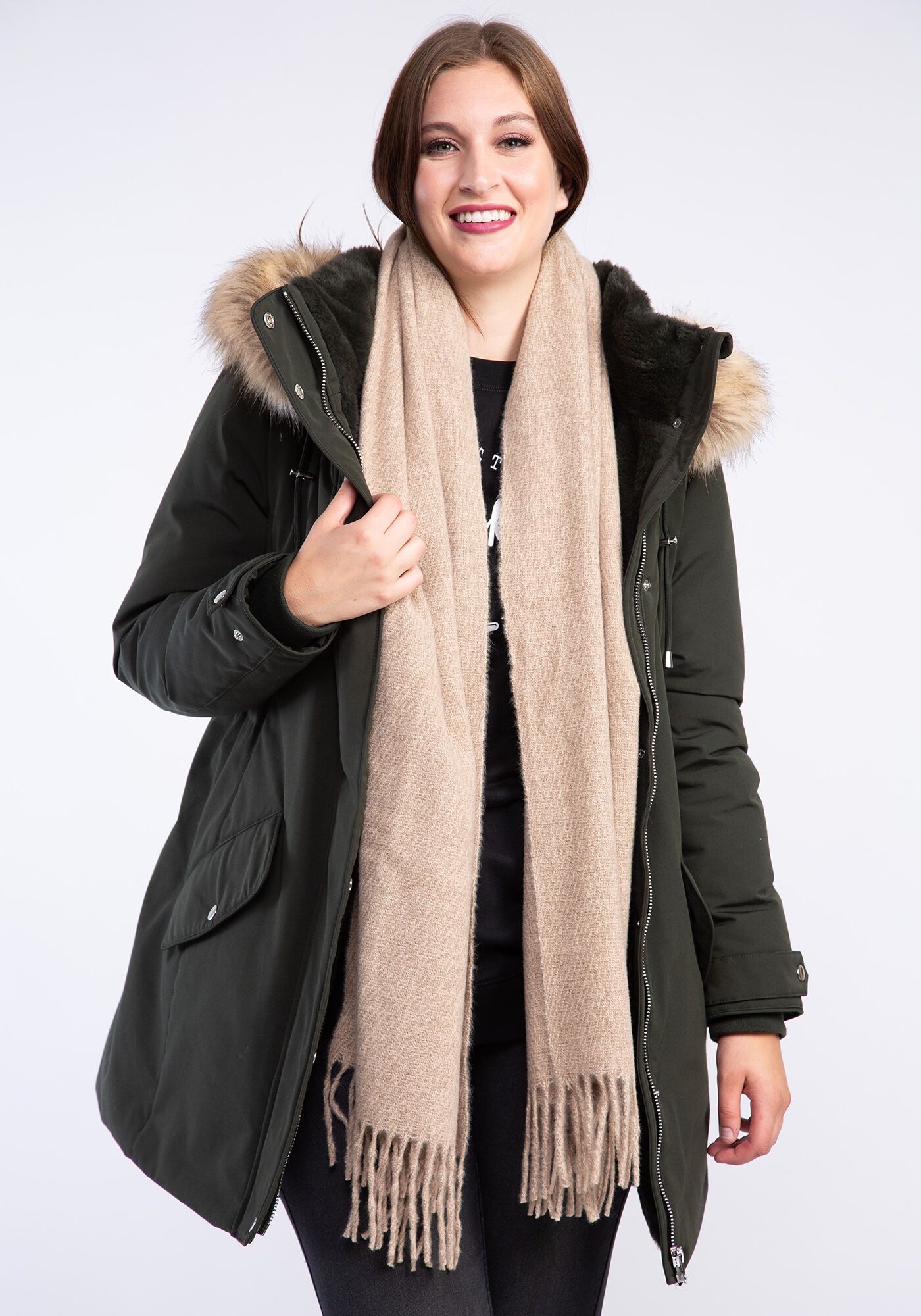 recycled poly scarf w frayed edge Image 1