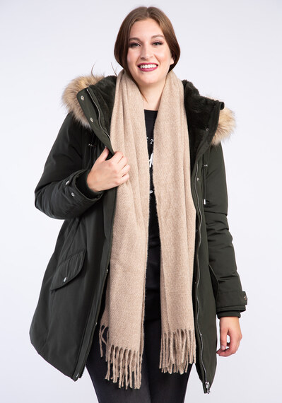 recycled poly scarf w frayed edge recycled poly scarf w frayed edge Image 1