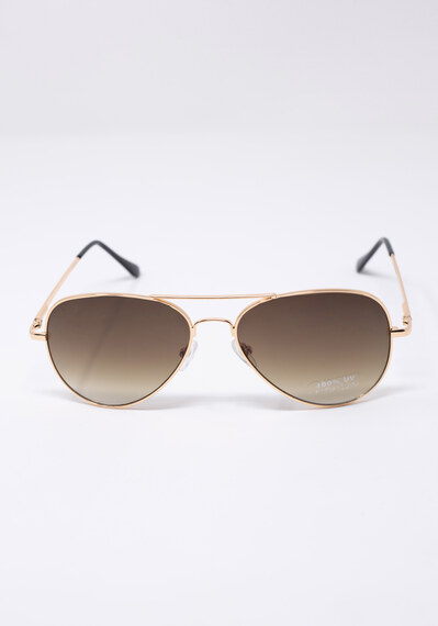 brown lenses black handle aviator sunglasses Image 1