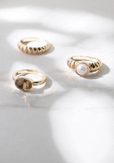 3 pack of gold stacking rings Image 3