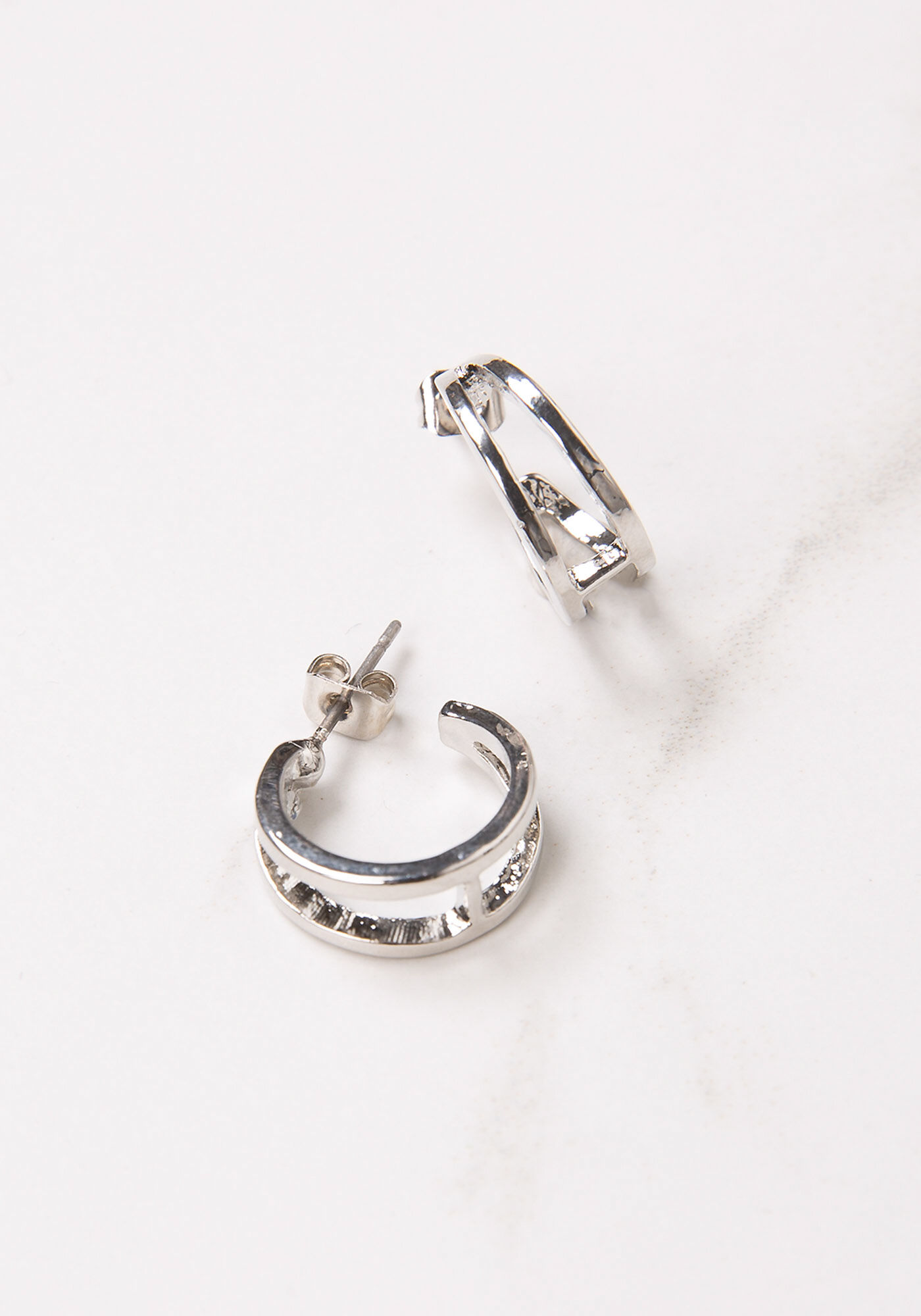 double row posted hoop earrings Image 2