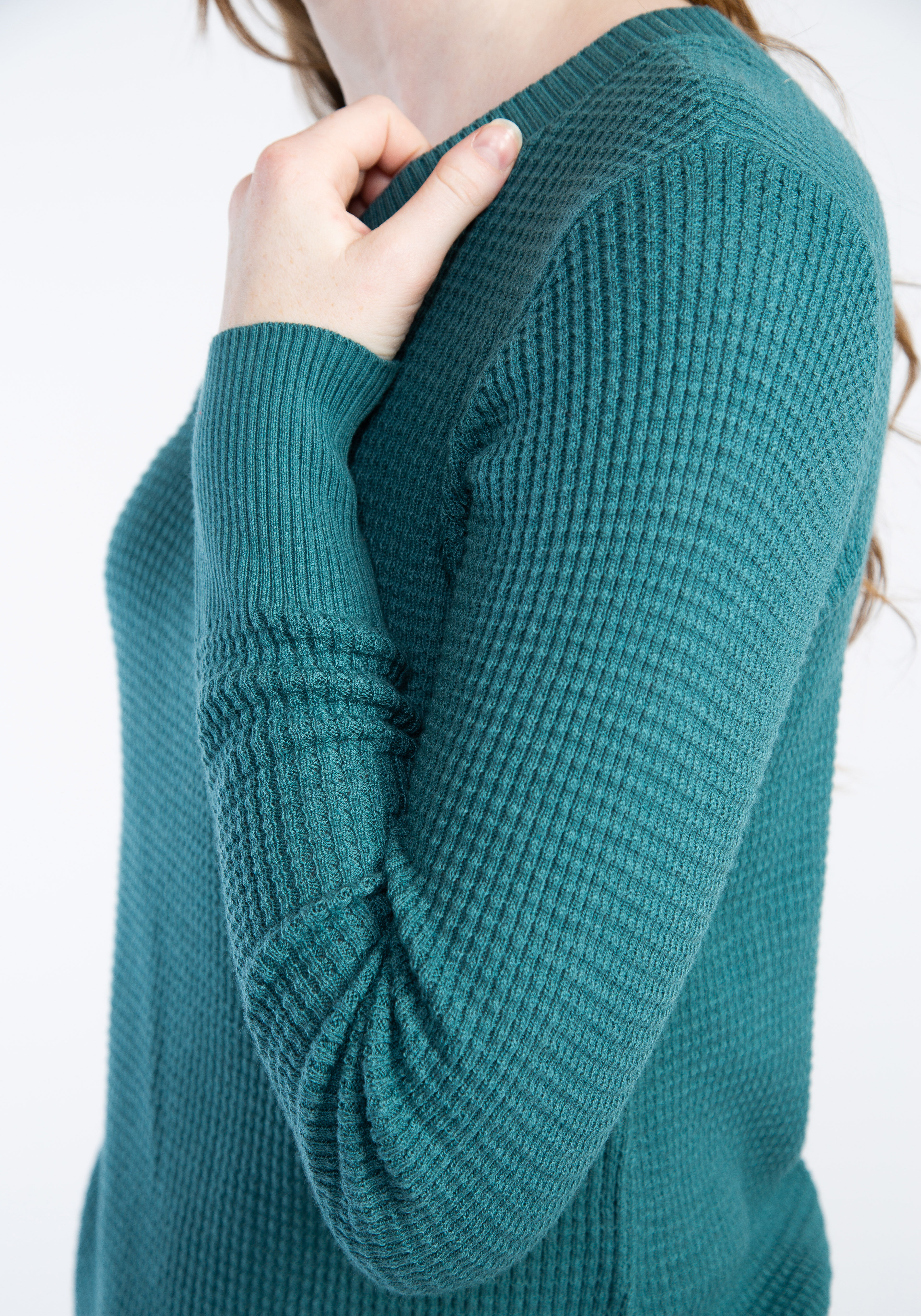 maria waffle crew neck sweater Image 5