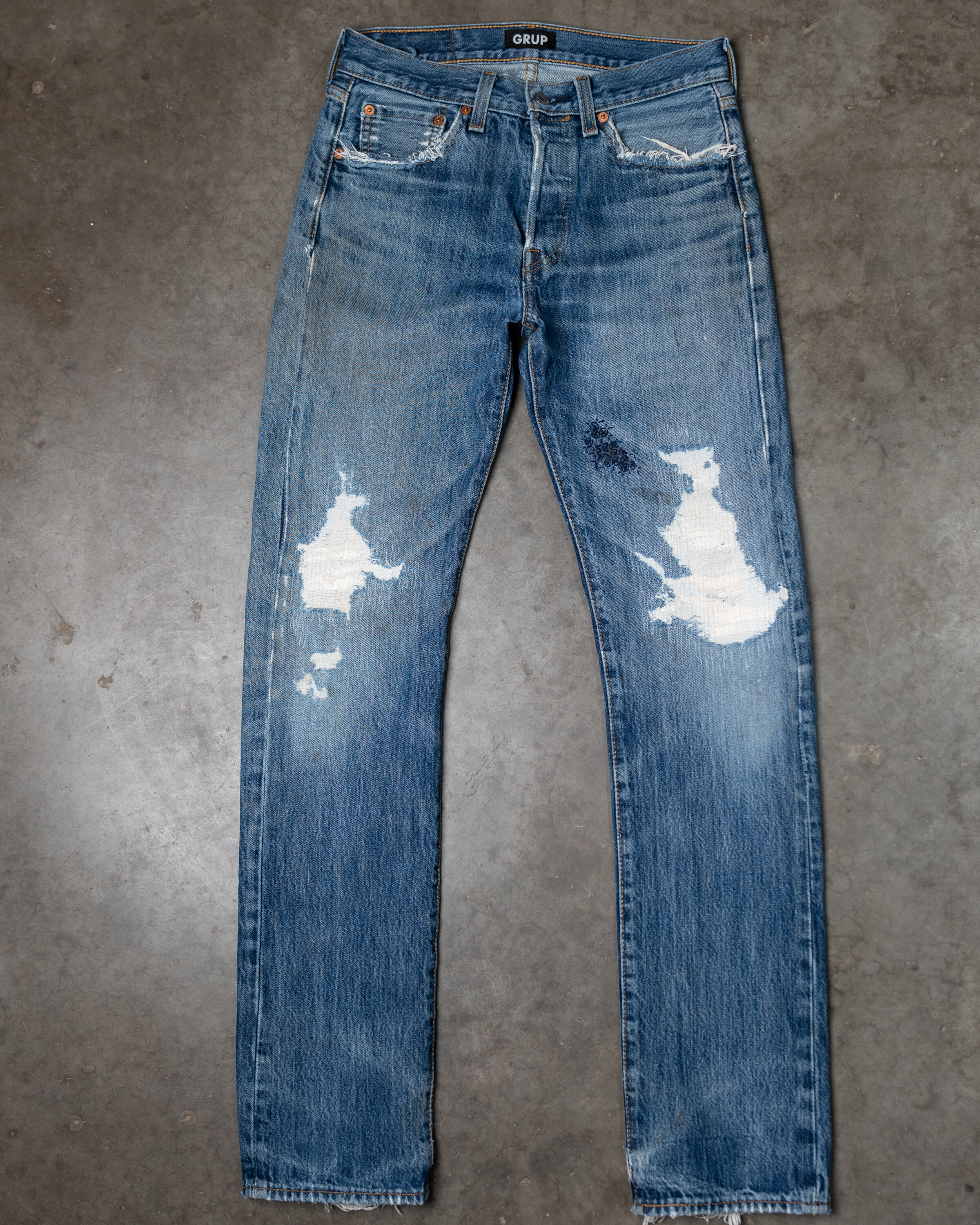 levi's 501 with repairs and sashiko Image 1