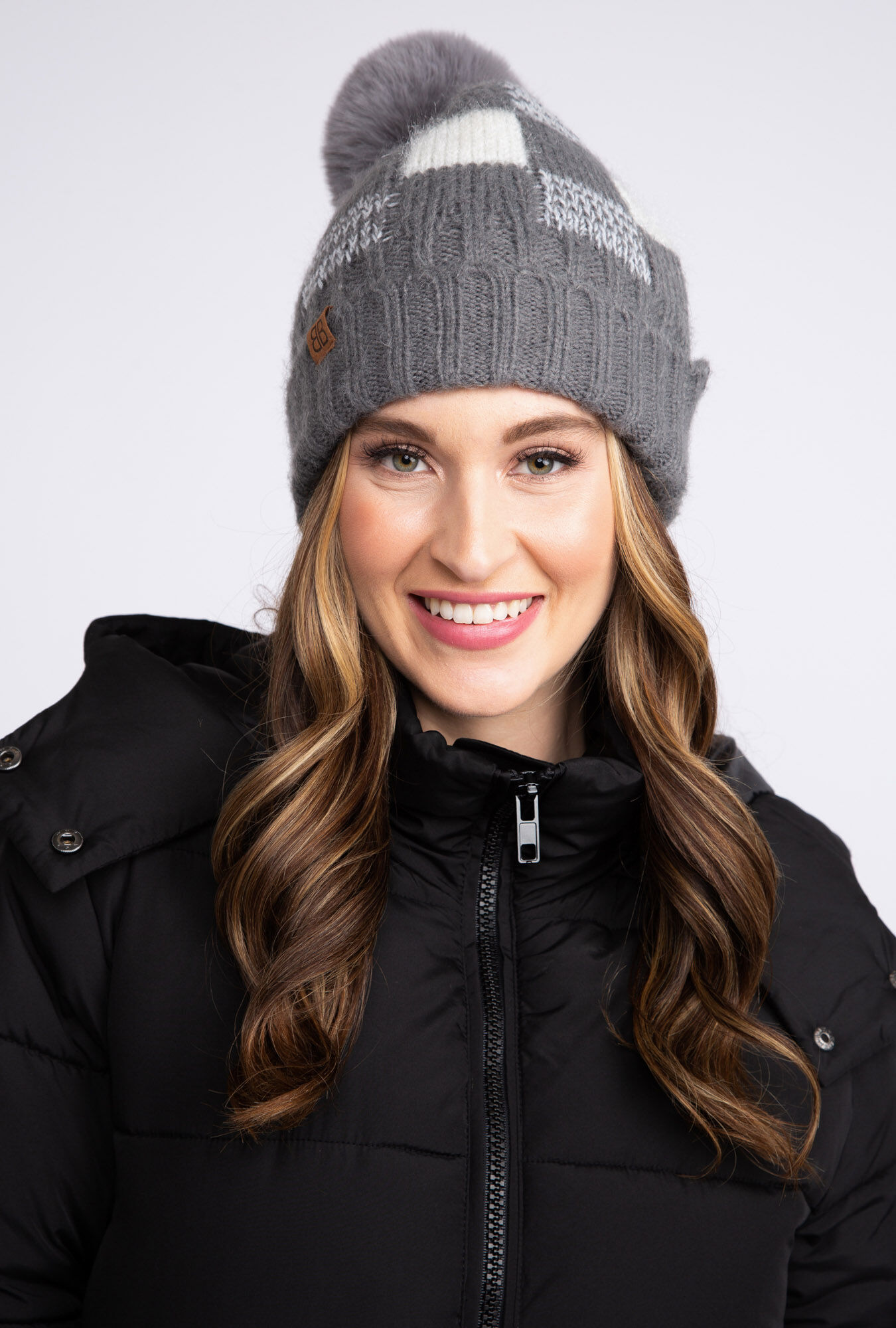 bb women toque charcoal plaid Image 1