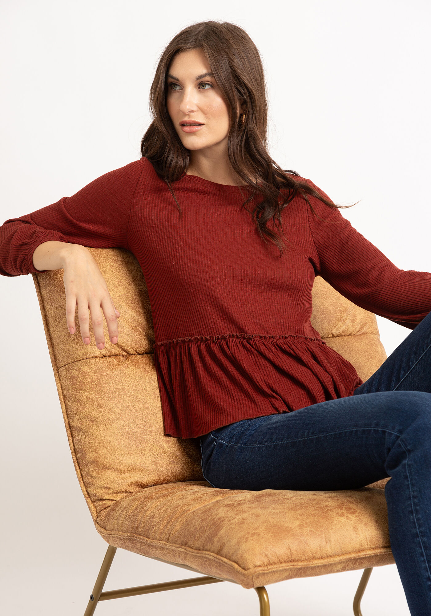 pansy long sleeve peplum top Image 1