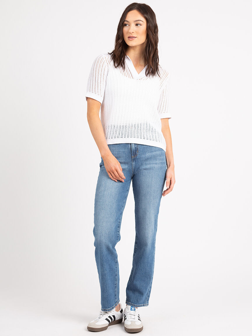 flora short sleeve johnny collar popover Image 2