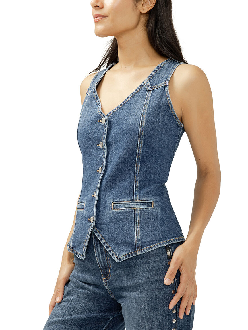 long denim vest