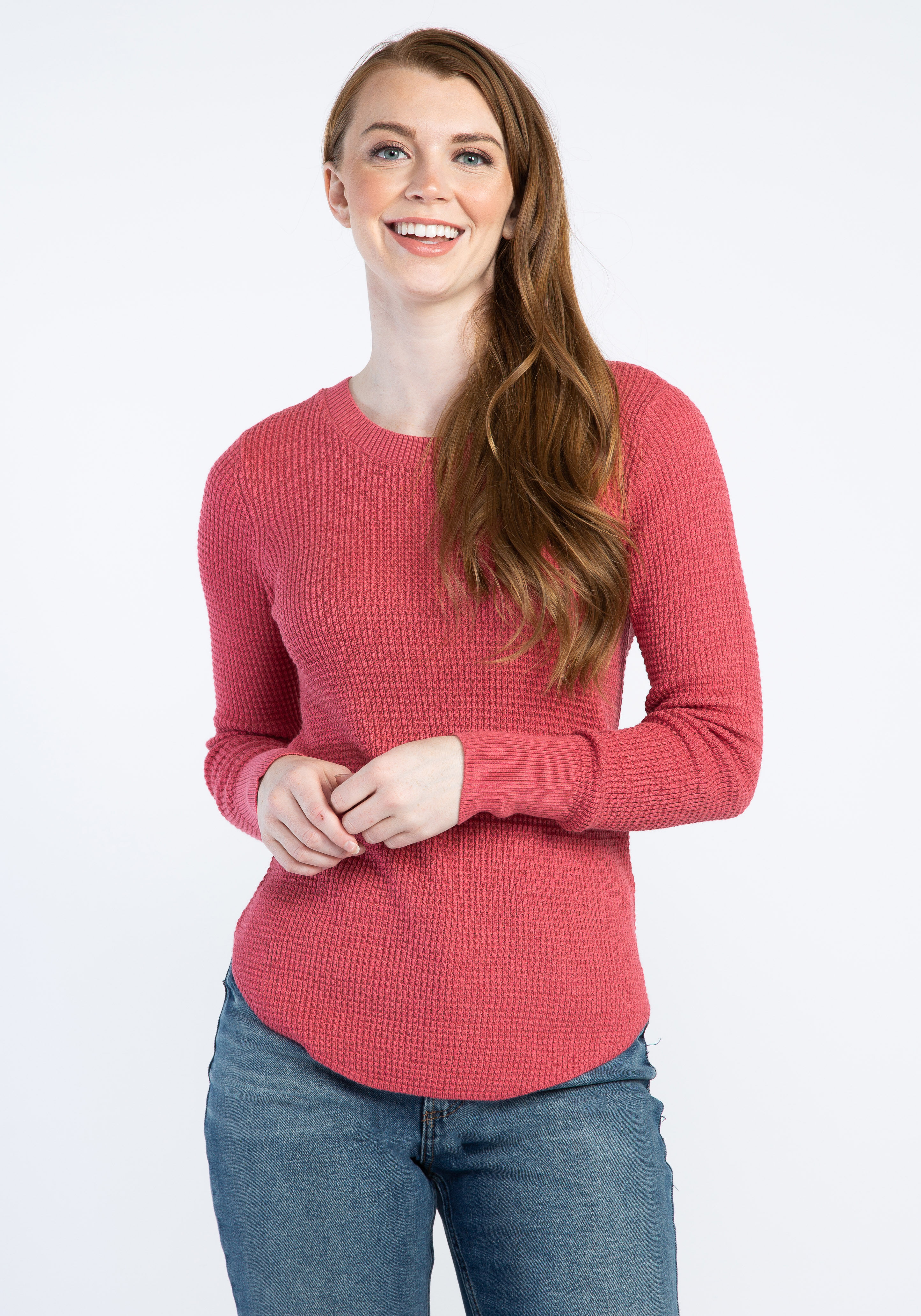 maria waffle crew neck sweater Image 1