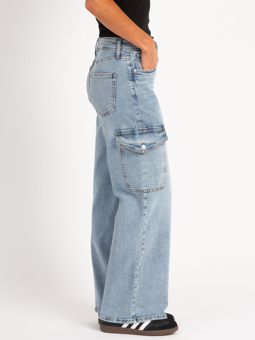 【Anyone more】Sori Cargo Wide Denim Pants Stretch Denim Wide-Leg Cargo Jeans | Michael Kors [GB]