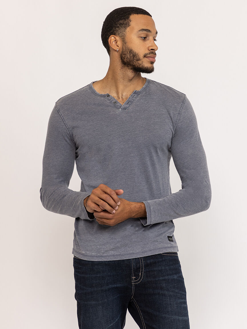 acid wash henley tee Image 1