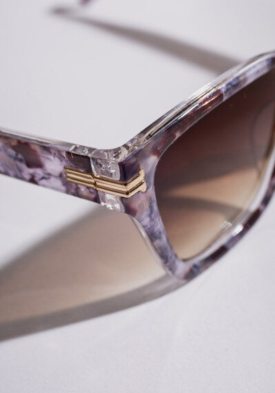 square frame w metal details sunglasses Image 3