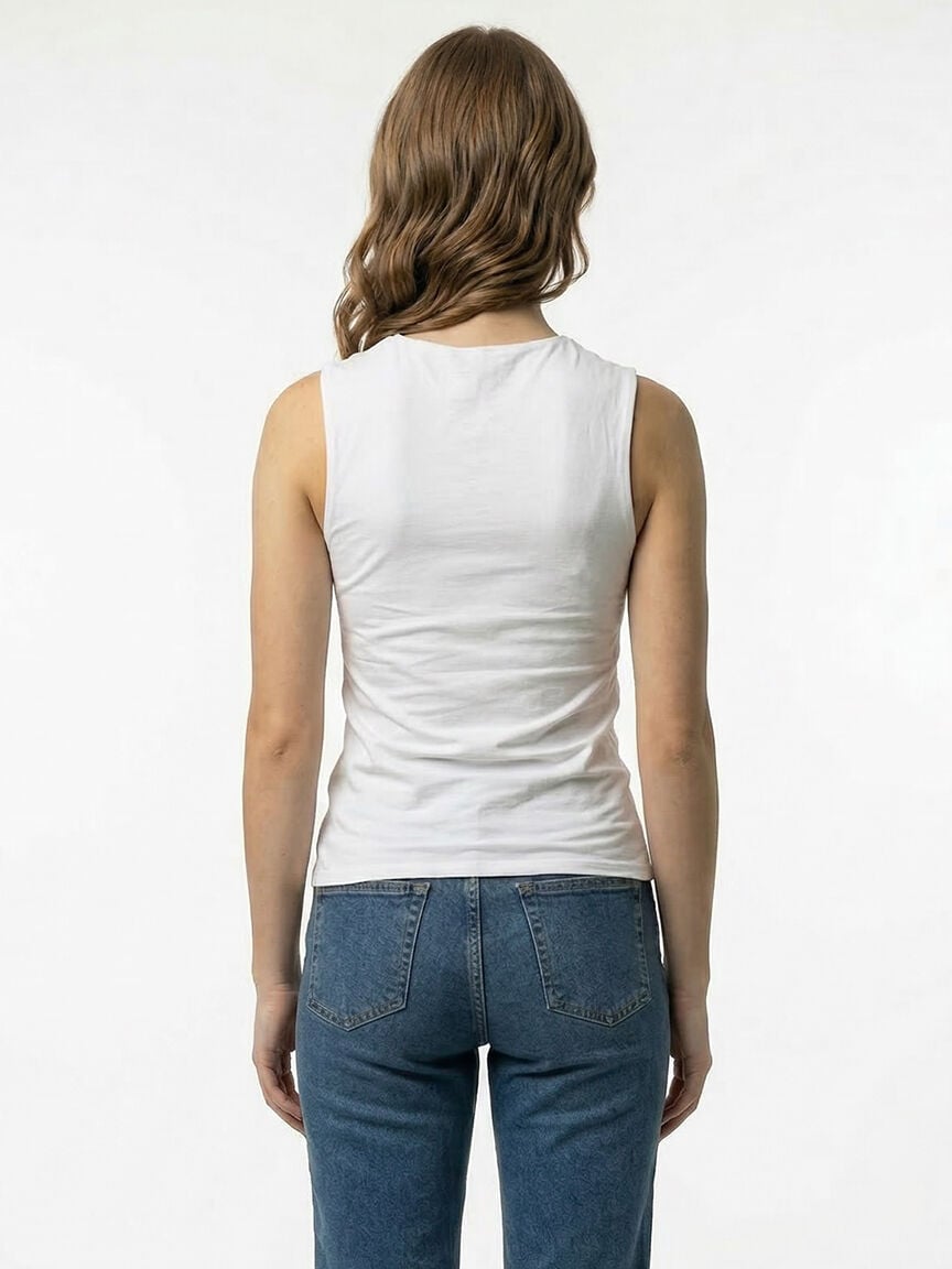 high neck ruched tank