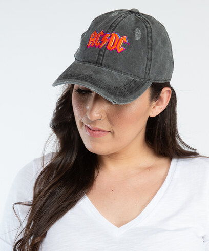 acdc embroidered distressed baseball cap