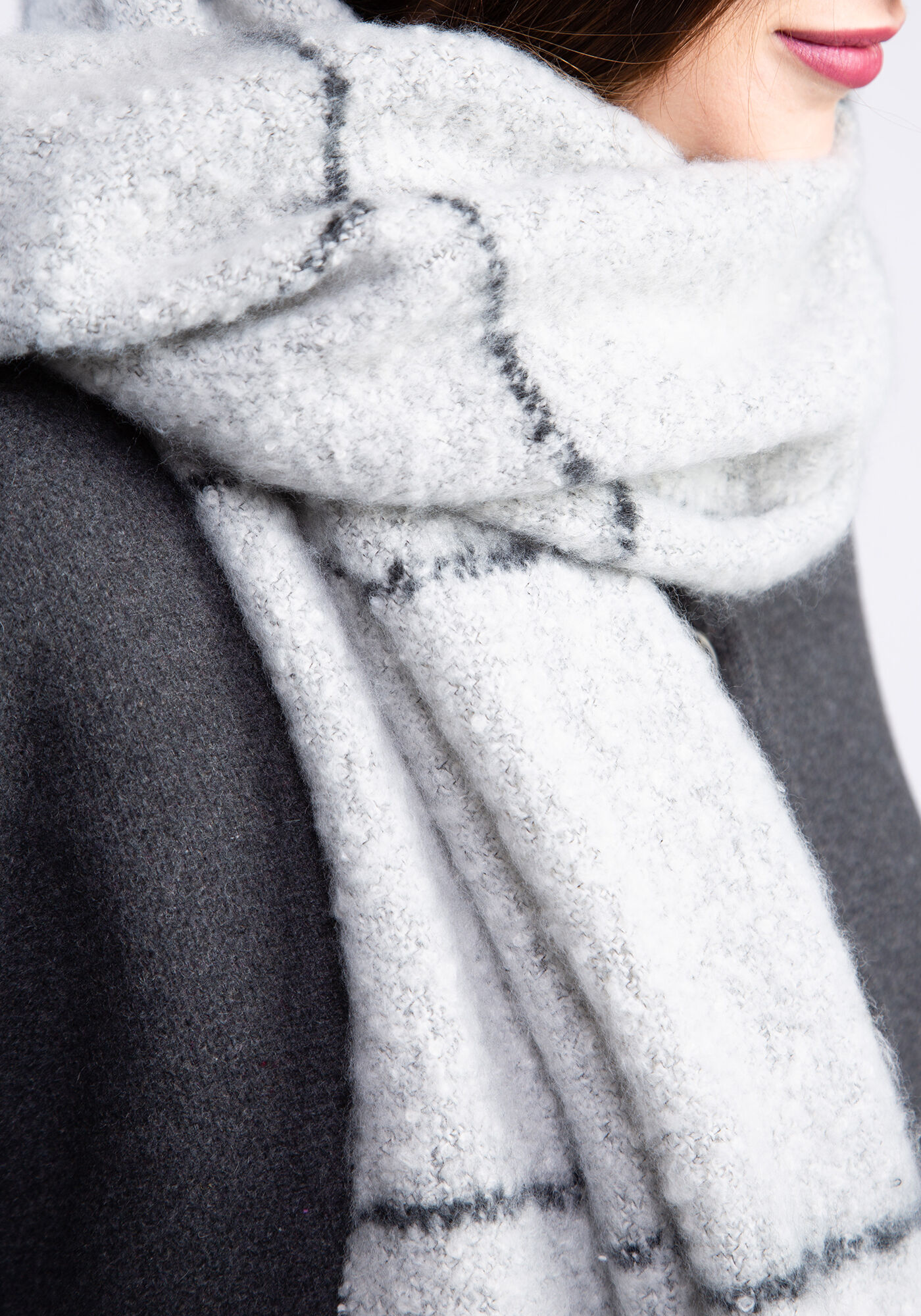 plaid rectangle scarf w frayed edge Image 5