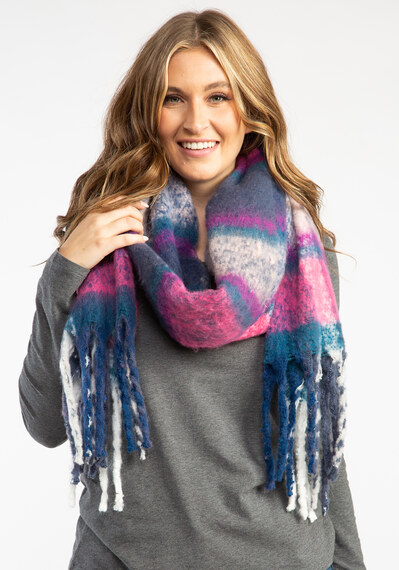 plaid oblong scarf w tassels Image 3