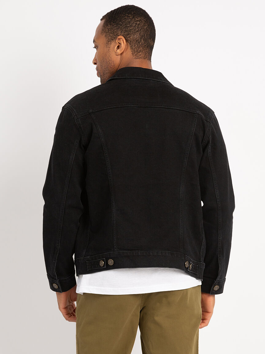 Black denim fleece jacket discount