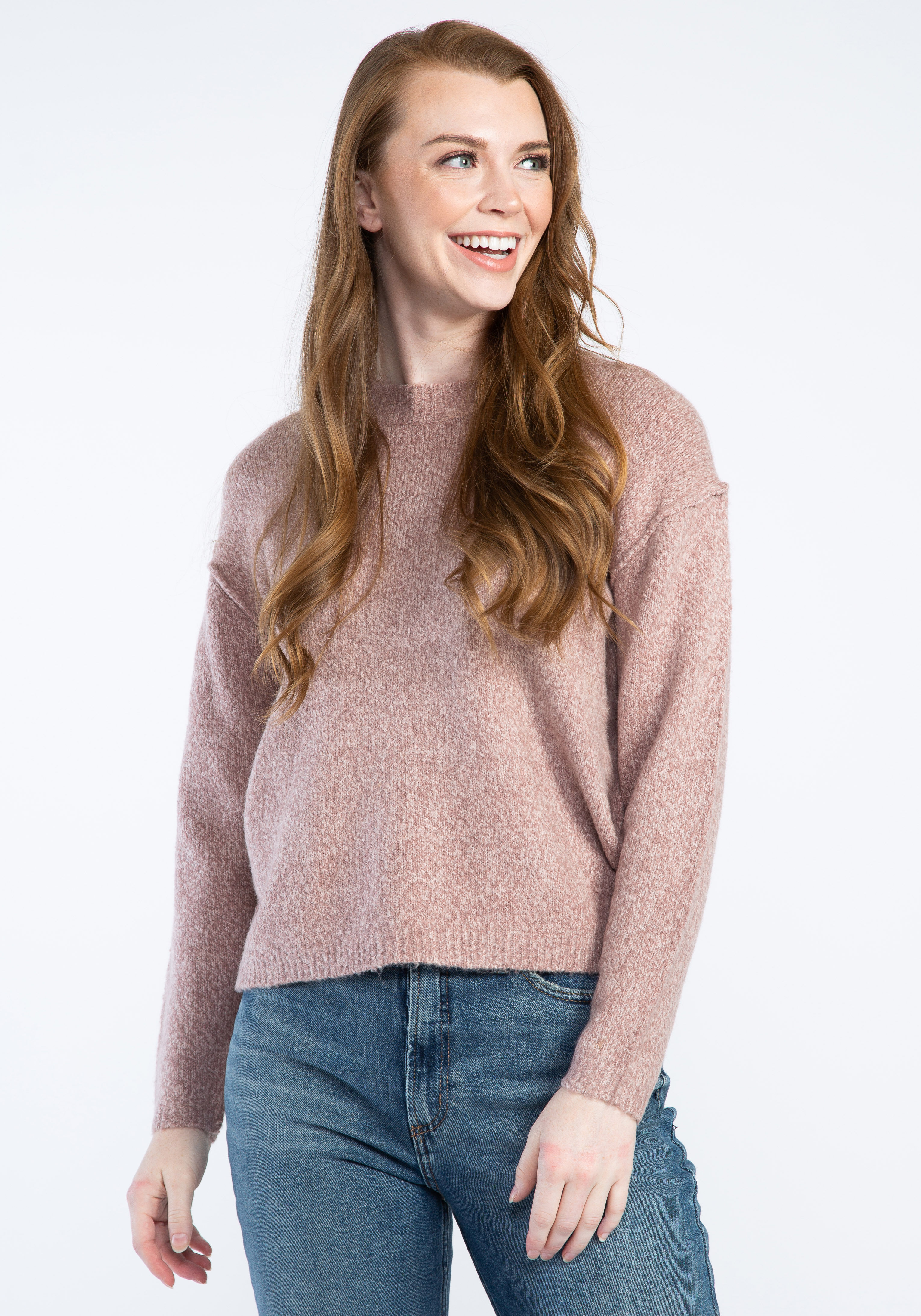 crew neck melange popover sweater Image 1