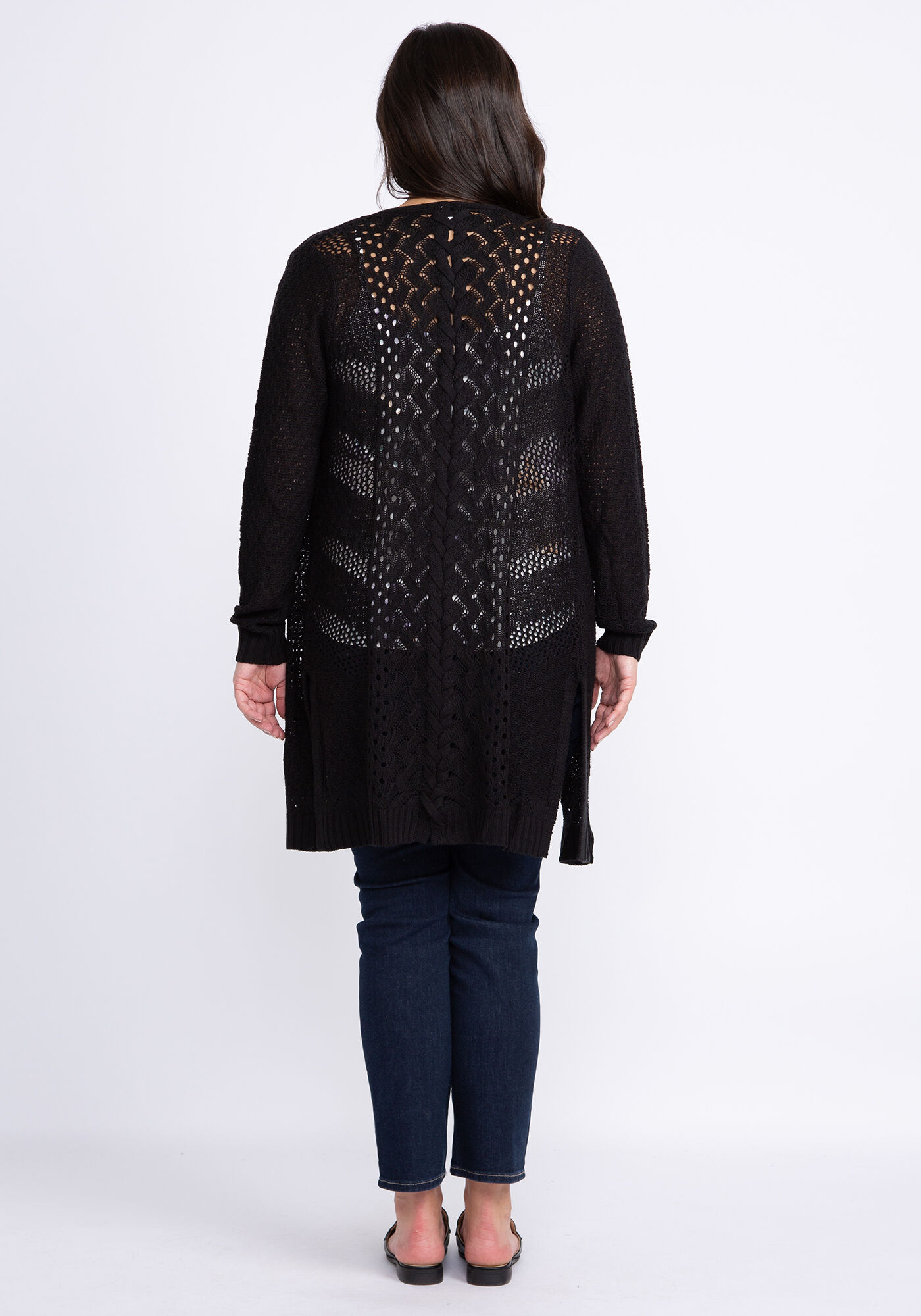 genevive lattice back open cardigan Image 2