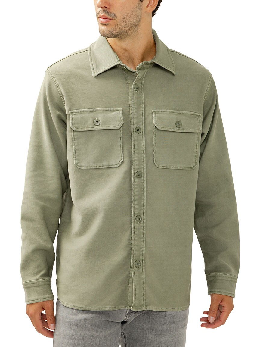 Knit Flex Button-Up Shirt Green