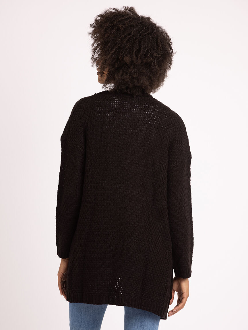 novelty stitch open front cardigan Image 4