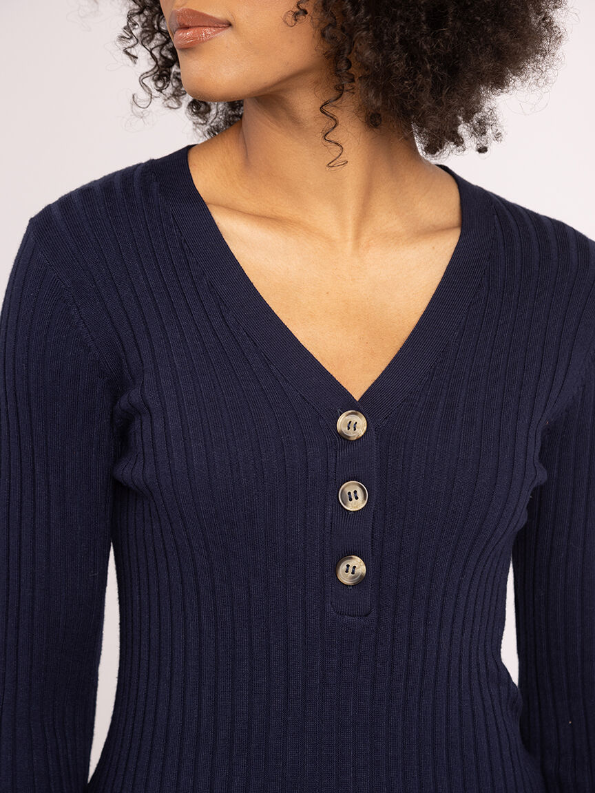 v neck henley sweater Image 5