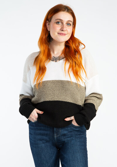 veronica v neck colourblock popover sweater Image 1