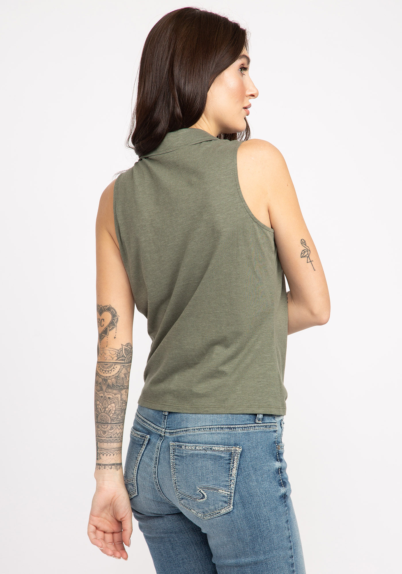 zella button collared tank top  Image 2