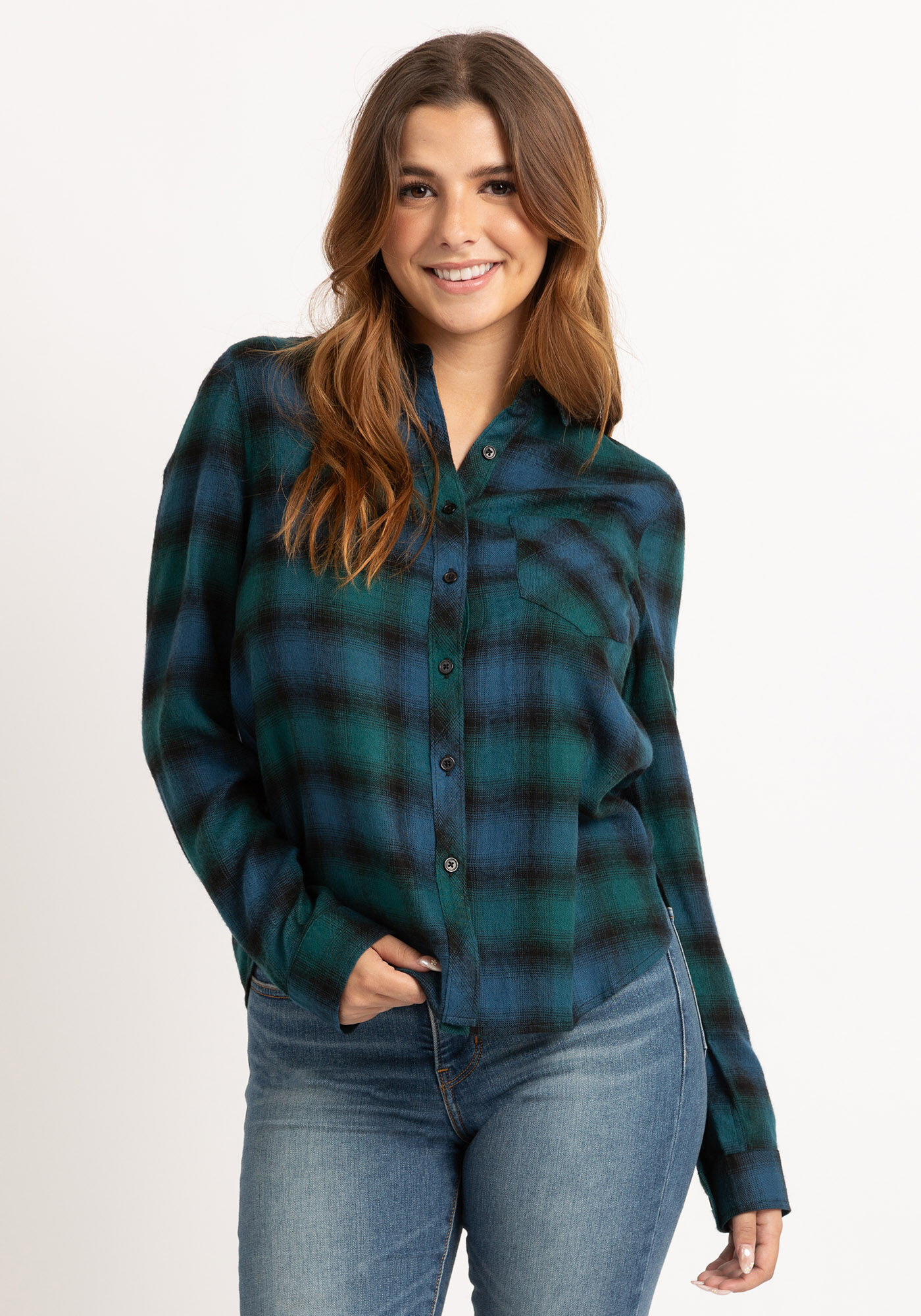 lily plaid button front shirt Image 3