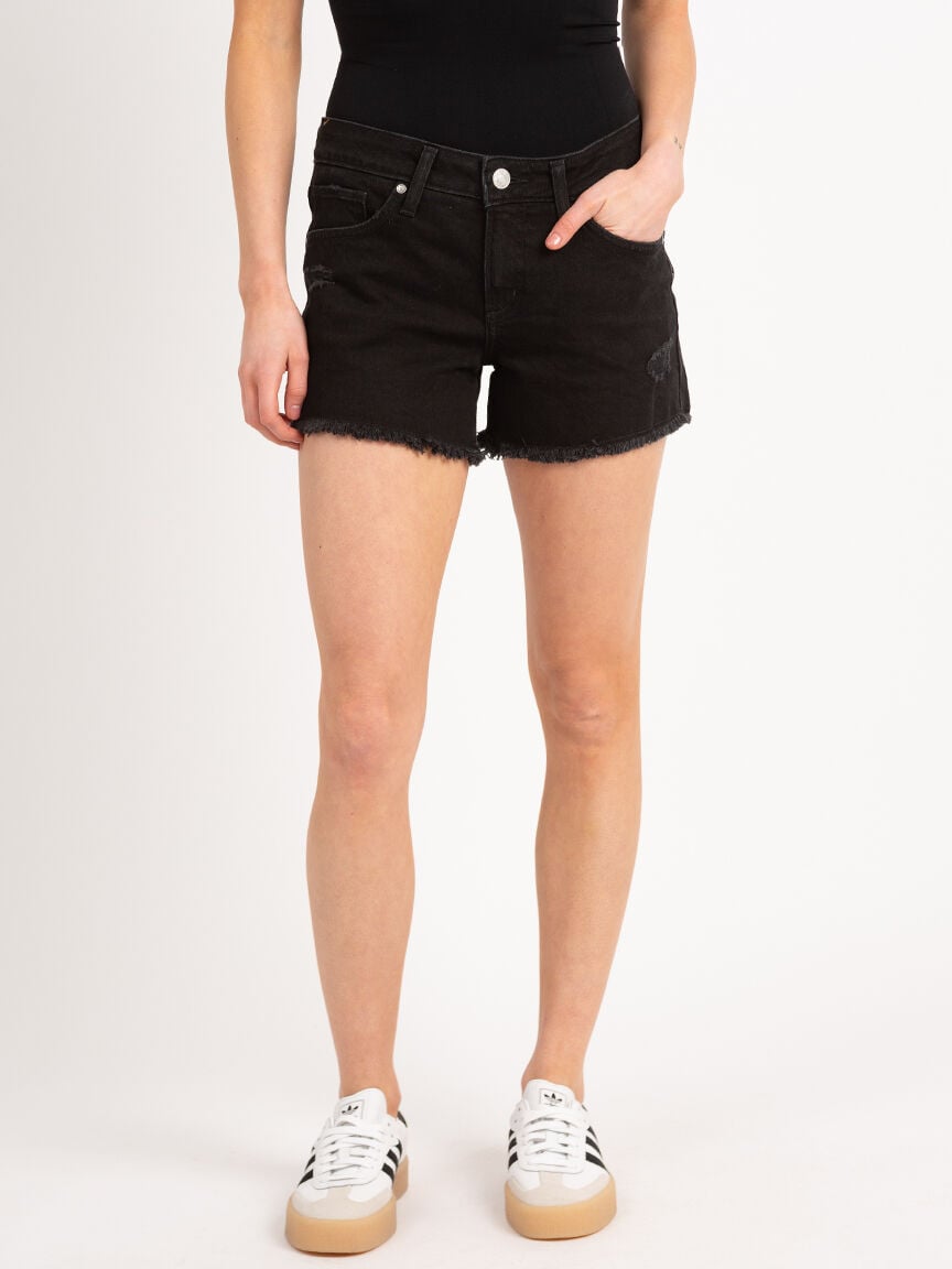 Black mid rise shorts discount
