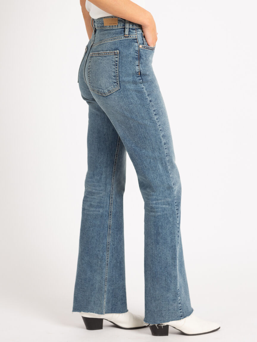 High rise boot leg jeans clearance