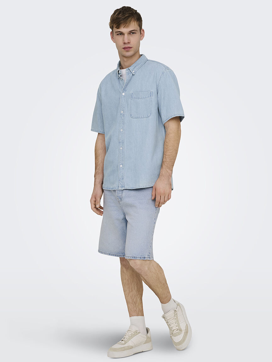 five baggy denim shorts