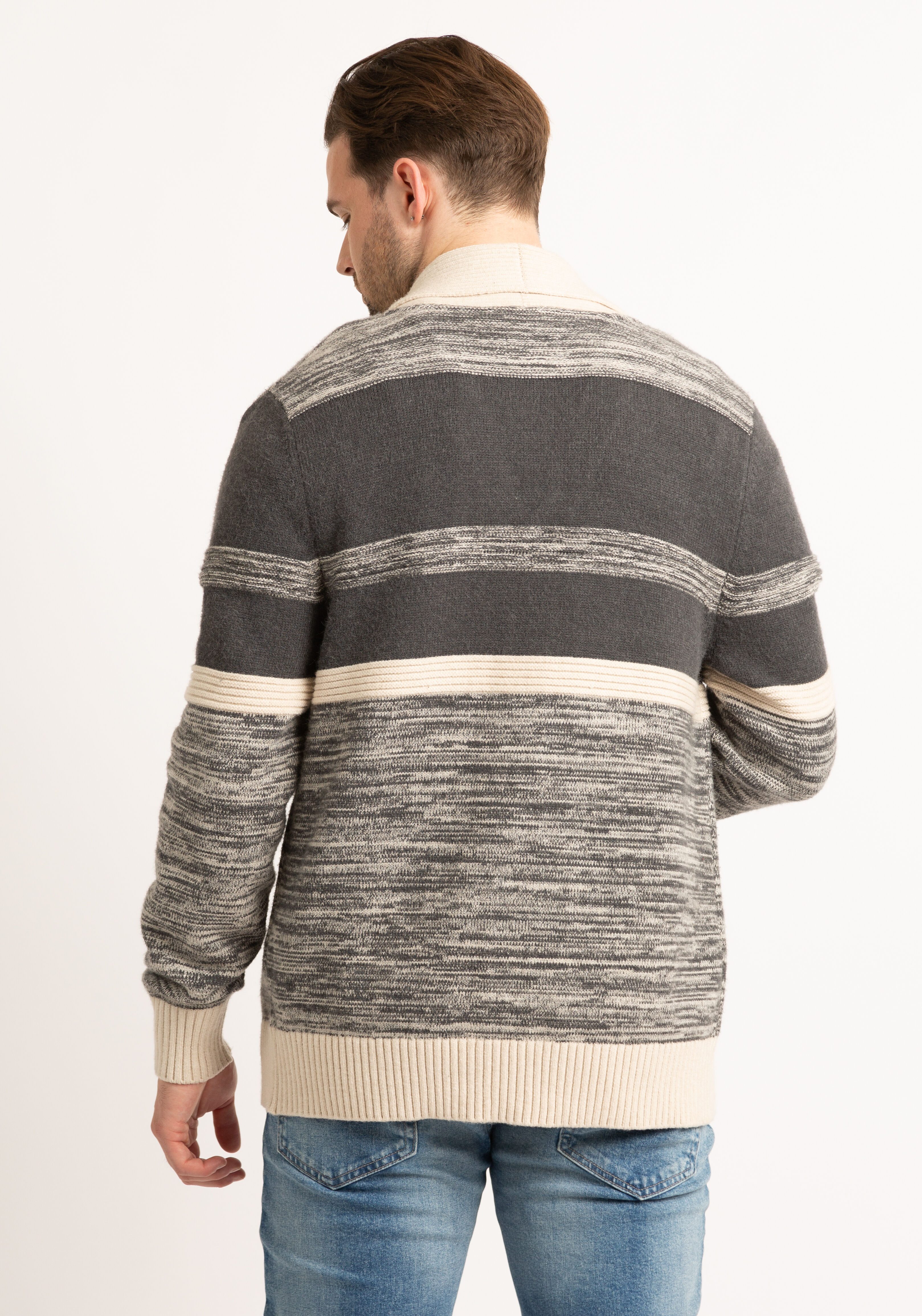 denzel striped shawl collar cardigan Image 3