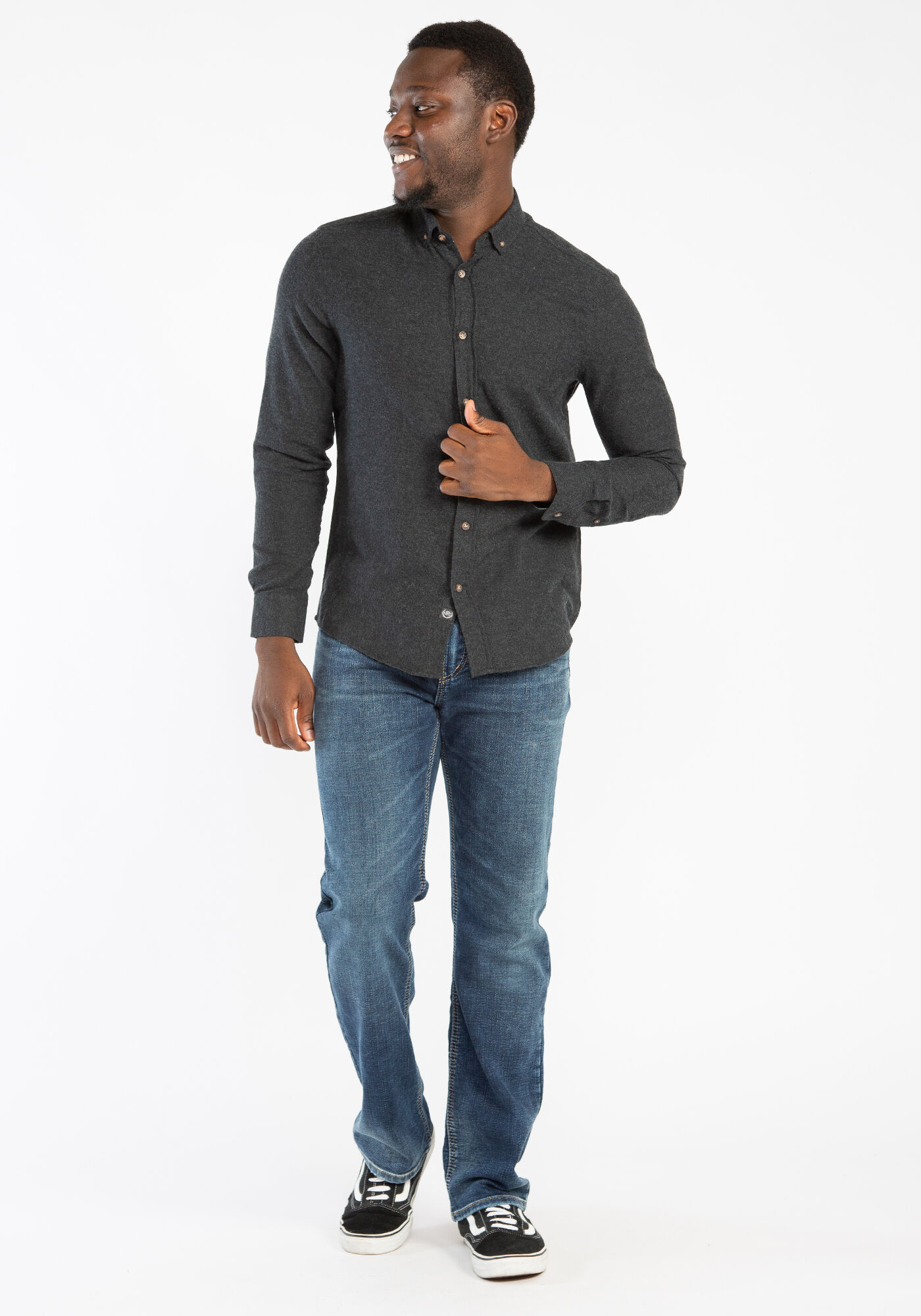 solid melange  flannel shirt Image 3