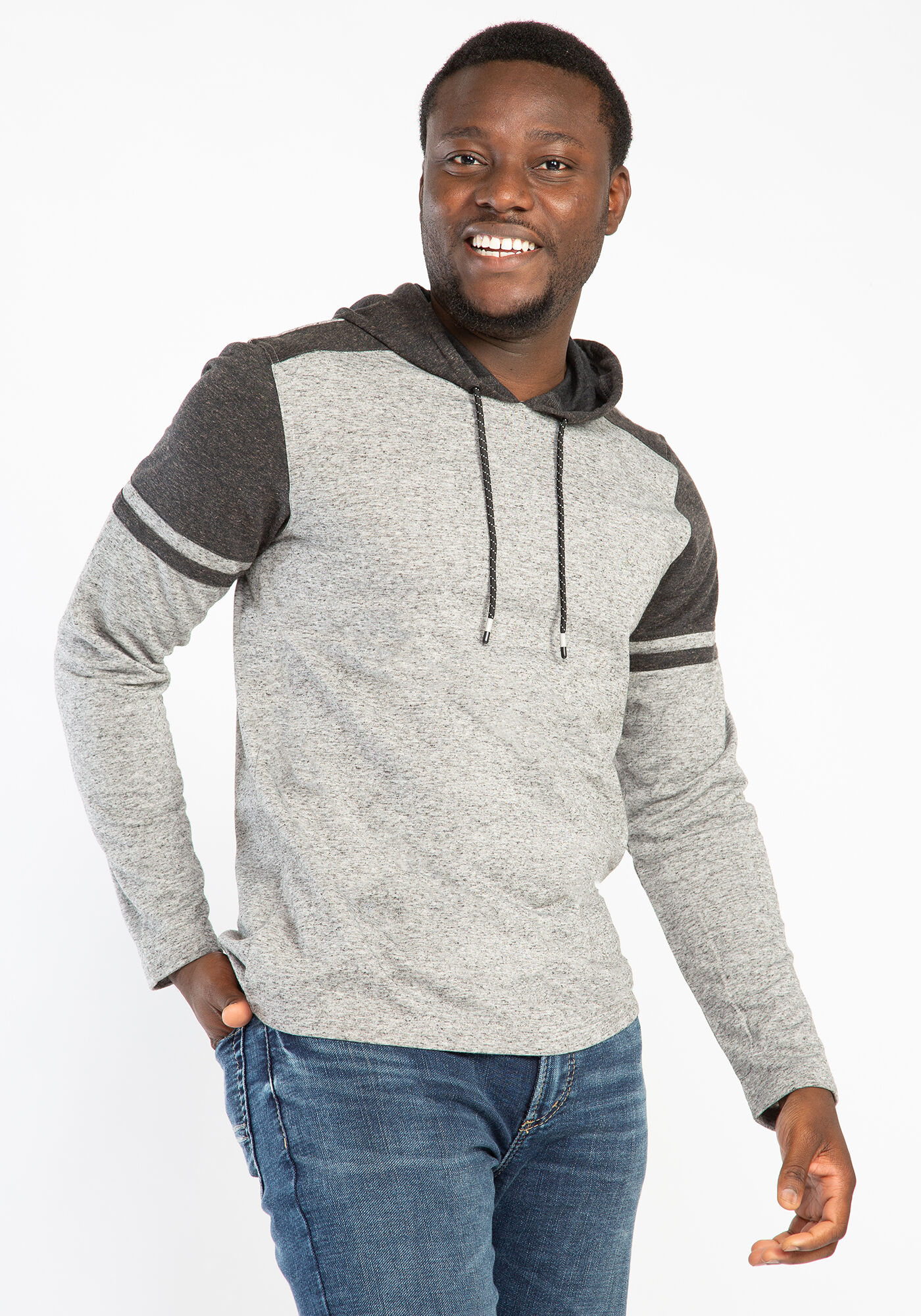 colour block raglan hoodie Image 1