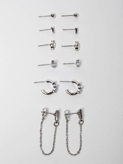 6 pack silver earrings 6 pack silver earrings Image 1