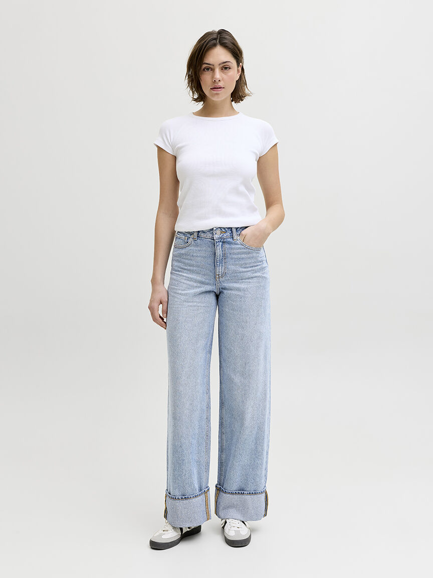 tokyo wide leg jean cuffed