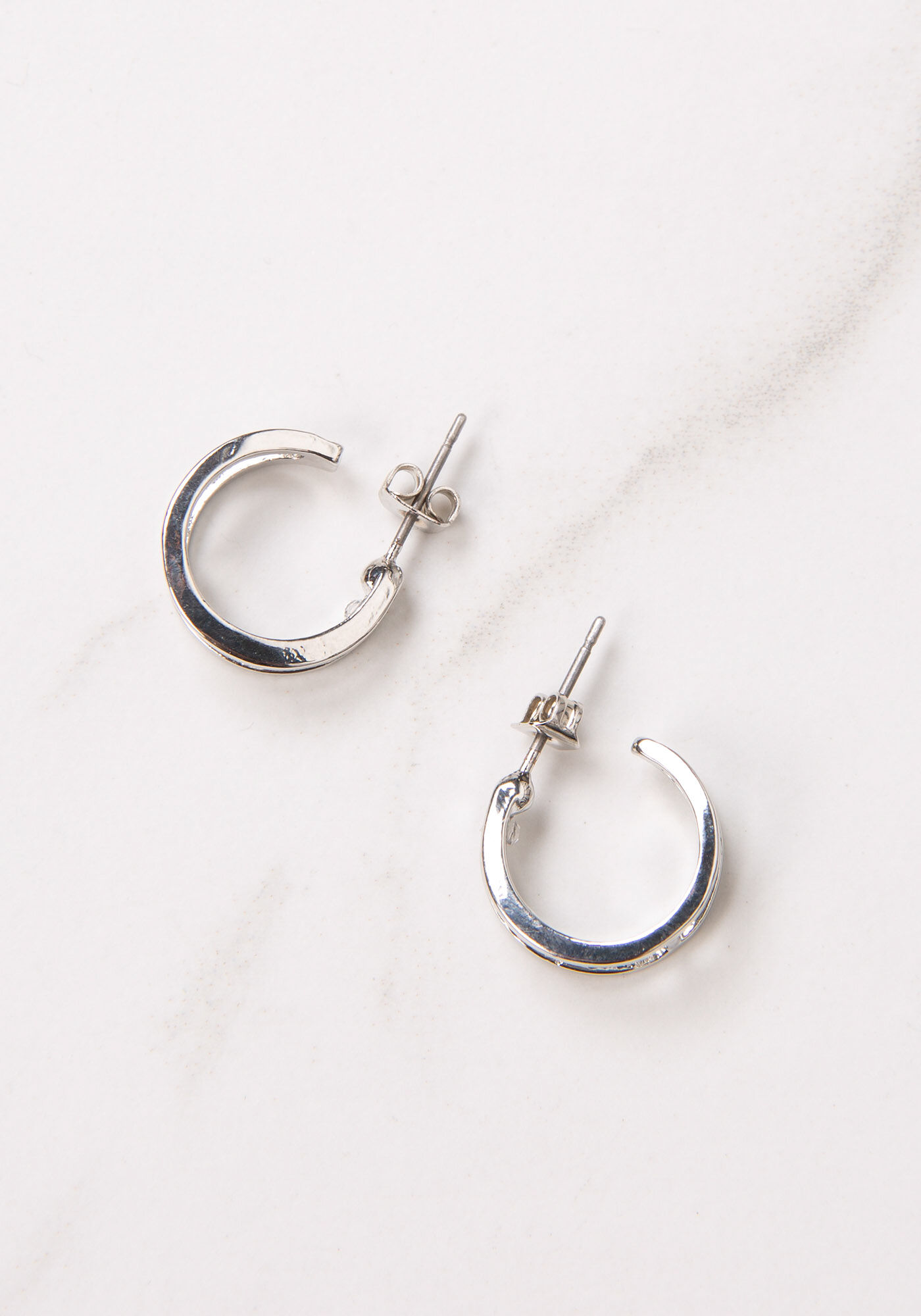 double row posted hoop earrings Image 5