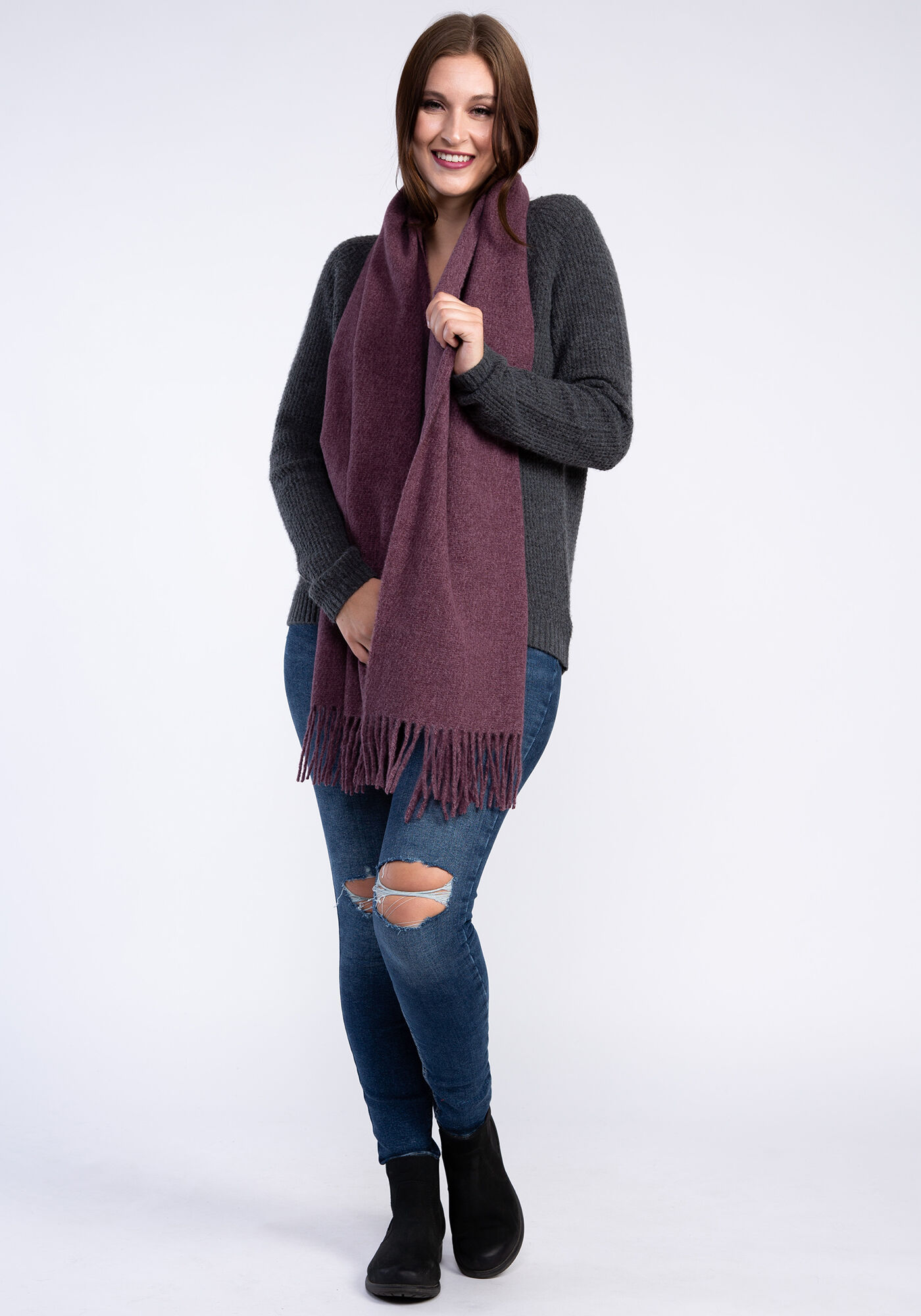 recycled poly scarf w frayed edge Image 3