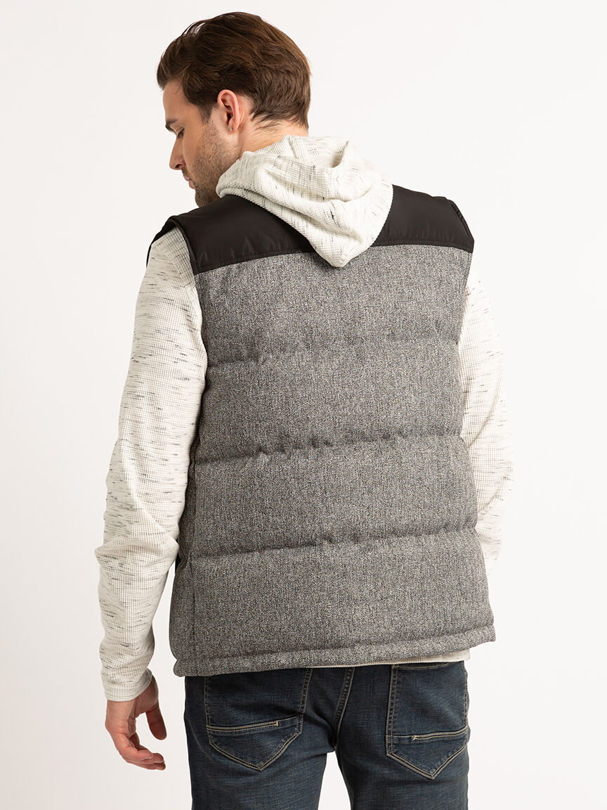 Puffer vest with sweater sleeves on sale